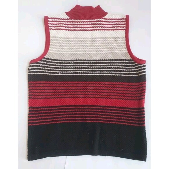 Vintage Crazy Horse Brown/Rust Striped Sleeveless Turtleneck Sweater Size XL - Picture 6 of 6